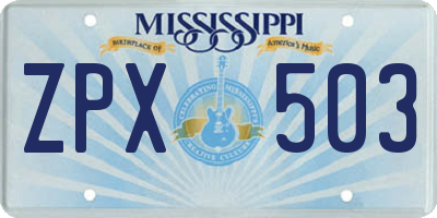 MS license plate ZPX503