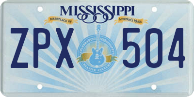 MS license plate ZPX504