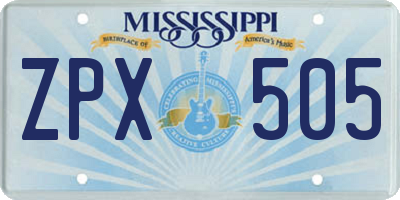 MS license plate ZPX505