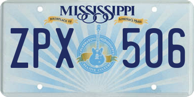MS license plate ZPX506