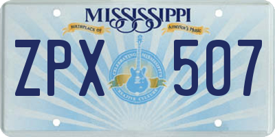 MS license plate ZPX507