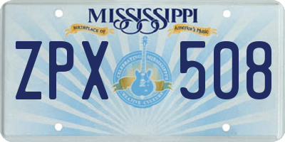 MS license plate ZPX508