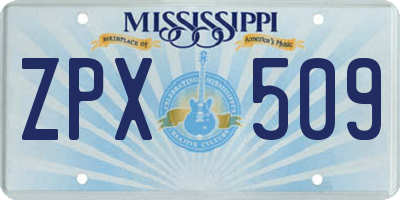 MS license plate ZPX509