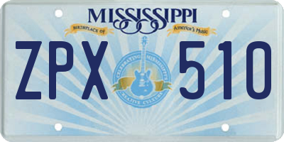 MS license plate ZPX510