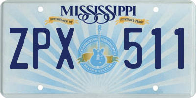 MS license plate ZPX511