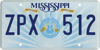 MS license plate ZPX512