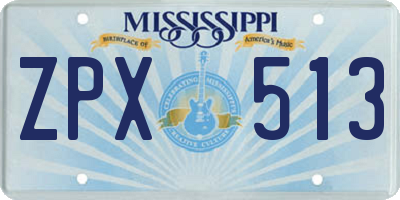 MS license plate ZPX513
