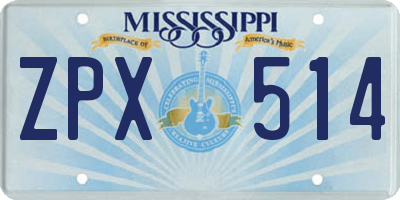 MS license plate ZPX514