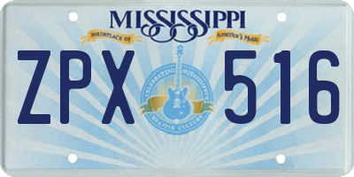 MS license plate ZPX516