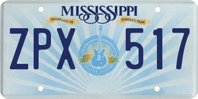 MS license plate ZPX517