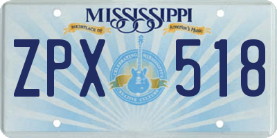 MS license plate ZPX518