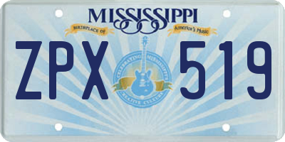 MS license plate ZPX519