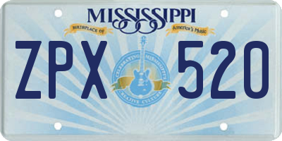 MS license plate ZPX520