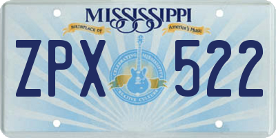 MS license plate ZPX522