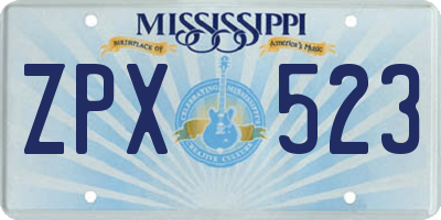 MS license plate ZPX523