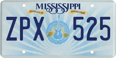 MS license plate ZPX525