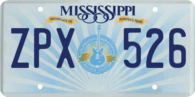MS license plate ZPX526