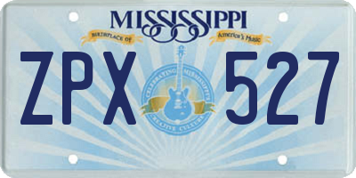 MS license plate ZPX527