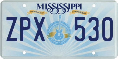 MS license plate ZPX530