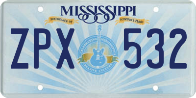 MS license plate ZPX532