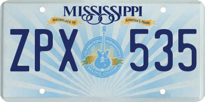 MS license plate ZPX535