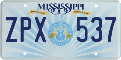 MS license plate ZPX537