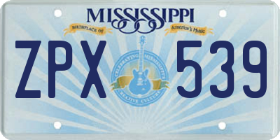 MS license plate ZPX539