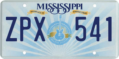 MS license plate ZPX541