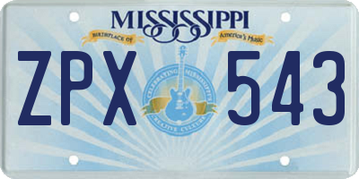 MS license plate ZPX543