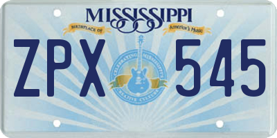 MS license plate ZPX545