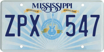 MS license plate ZPX547