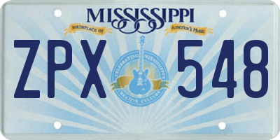 MS license plate ZPX548