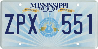 MS license plate ZPX551