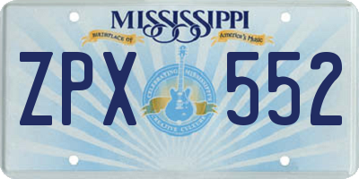 MS license plate ZPX552