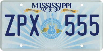 MS license plate ZPX555