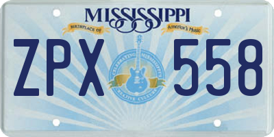 MS license plate ZPX558