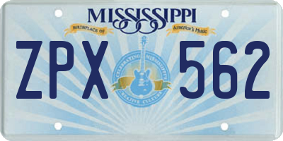 MS license plate ZPX562