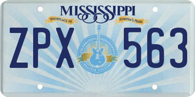 MS license plate ZPX563