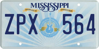 MS license plate ZPX564