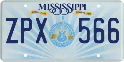 MS license plate ZPX566