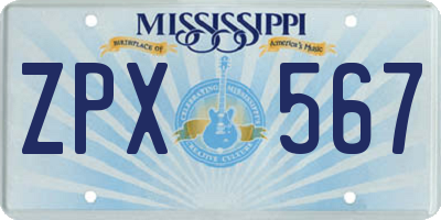 MS license plate ZPX567