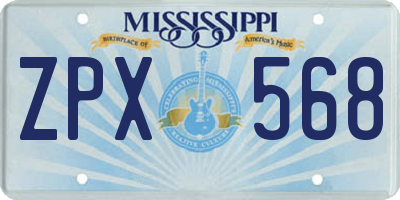 MS license plate ZPX568