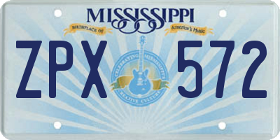 MS license plate ZPX572