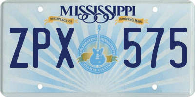 MS license plate ZPX575