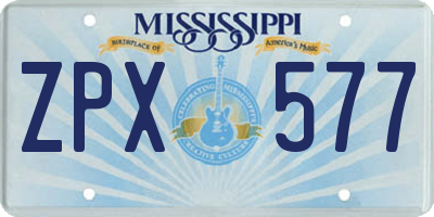 MS license plate ZPX577