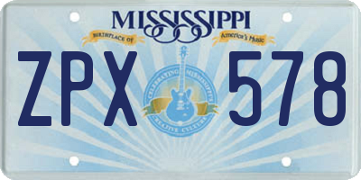 MS license plate ZPX578