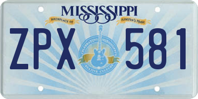 MS license plate ZPX581