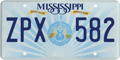 MS license plate ZPX582