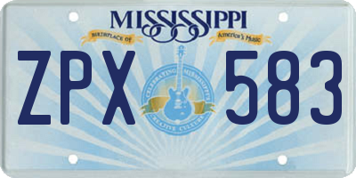 MS license plate ZPX583