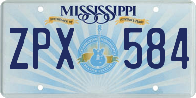 MS license plate ZPX584